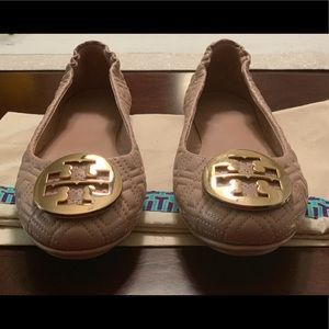 Tory Burch Leather Quilted Minnie Flats
